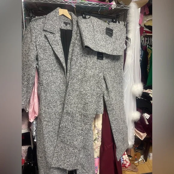 JLUXLABEL Light Gray Tweed Jumpsuit